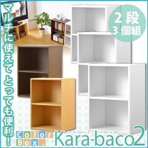 【3個セット】『カラーボックス2段 -カラバコ2-』 H1258-3SET ブラウン