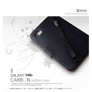 ★Galaxy Tab/ギャラクシー タブ Carbon Leather Case●本革● Black
