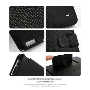 本革 iPAD2ケース Prestige Genuine Black Lizard 