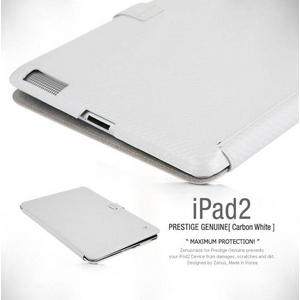 iPAD2 Prestige Genuine Carbon Leather case white