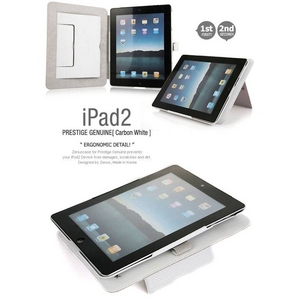 iPAD2 Prestige Genuine Carbon Leather case white