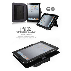 iPAD2 Prestige Genuine Carbon Leather case Black