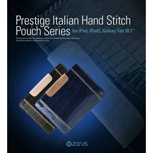 ★GALAXY Tab 10.1 LTE SC-01D★Prestige Italian Hand Stitch Pouch●天然イタリアン革-Royal Navy