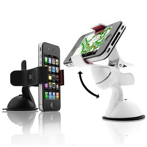 スマートフォンホルダー ★iPhone & 各スマートフォン対応★ 車載・卓上用 カーマウント-Black