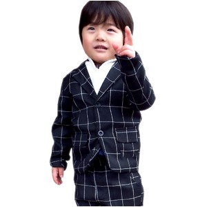 子供 スーツ 男の子 キッズスーツ 3点セット (ウィンドペンスーツBLK(XL)130) 子供服  - 拡大画像