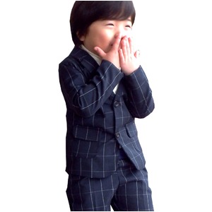 子供 スーツ 男の子 キッズスーツ 3点セット (ウィンドペンスーツNYV(XL)130) 子供服  - 拡大画像