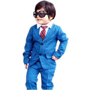 子供 スーツ 男の子 キッズスーツ 3点セット (ブルーチェックスーツ(L) 120) 子供服  - 拡大画像