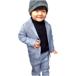 子供 スーツ 男の子 キッズスーツ 3点セット (グレンチェックスーツ(XS) 95) 子供服  - 拡大画像