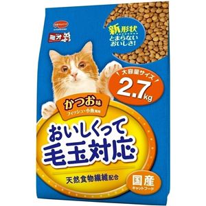 (まとめ) 日本ペットフード ミオおいしくって毛玉対応かつお味2.7kg 【猫用・フード】 【ペット用品】 【×5セット】 商品画像