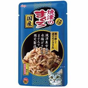 （まとめ）焼津のまぐろパウチ 削り節入まぐろとささみ 60g【×96セット】【ペット用品・猫用フード】