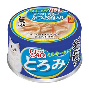 （まとめ）CIAO とろみミルキータイプ かつお・ささみ かつお節入り 80g A-113【×48セット】【ペット用品・猫用フード】