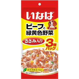 （まとめ）ビーフと緑黄色野菜 ささみ入り 70g×3袋 QDR-35【×16セット】【ペット用品・犬用フード】