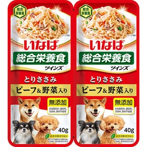 （まとめ）ツインズ とりささみ ビーフ＆野菜入り 80g（40g×2） TW-01【×48セット】【ペット用品・犬用フード】