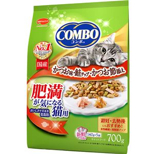 （まとめ）コンボ キャット 肥満が気になる猫用 かつお味・鮭チップ・かつお節添え 700g【×12セット】【ペット用品・猫用フード】