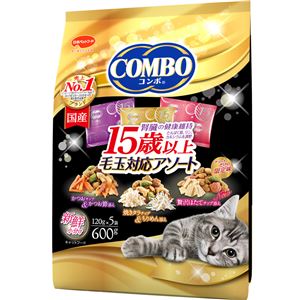 （まとめ）コンボ キャット 15歳以上 毛玉対応アソート 600g【×12セット】【ペット用品・猫用フード】