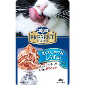 （まとめ）コンボ プレゼント キャット レトルト まぐろとかつお しらす添え 40g【×84セット】【ペット用品・猫用フード】