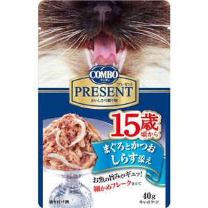 （まとめ）コンボ プレゼント キャット レトルト 15歳頃から まぐろとかつお しらす添え 40g【×84セット】【ペット用品・猫用フード】