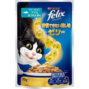 （まとめ）フィリックス 我慢できない隠し味ゼリー ツナ＆ほうれん草味 70g 【×60セット】【ペット用品・猫用フード】