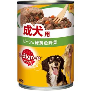 （まとめ）ペディグリー 成犬用 ビーフ＆緑黄色野菜 400g【×24セット】【ペット用品・犬用フード】