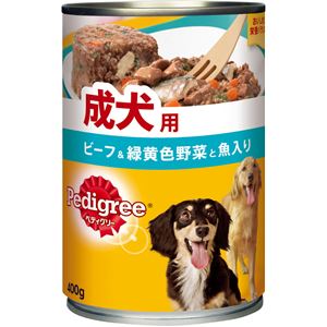 （まとめ）ペディグリー 成犬用 ビーフ＆緑黄色野菜と魚入り 400g【×24セット】【ペット用品・犬用フード】