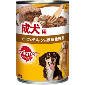 （まとめ）ペディグリー 成犬用 ビーフ＆チキン＆緑黄色野菜 400g【×24セット】【ペット用品・犬用フード】