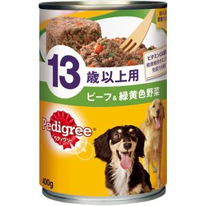 （まとめ）ペディグリー 13歳以上用 ビーフ＆緑黄色野菜 400g【×24セット】【ペット用品・犬用フード】