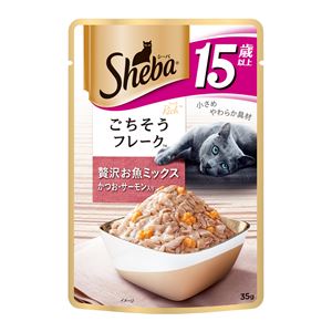 （まとめ）シーバ リッチ 15歳以上 ごちそうフレーク 贅沢お魚ミックス かつお・サーモン入り 35g【×96セット】【ペット用品・猫用フード】