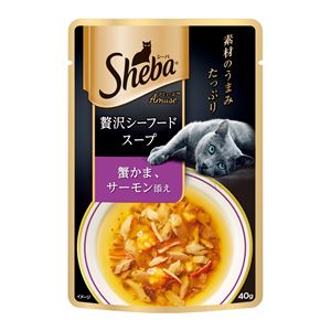 （まとめ）シーバ アミューズ 贅沢シーフードスープ 蟹かま、サーモン添え 40g【×96セット】【ペット用品・猫用フード】