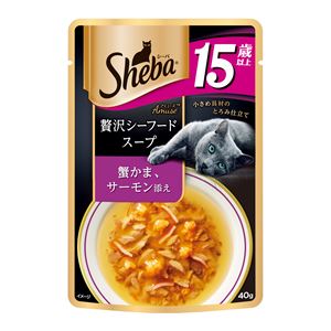 （まとめ）シーバ アミューズ 15歳以上 贅沢シーフードスープ 蟹かま、サーモン添え 40g【×96セット】【ペット用品・猫用フード】