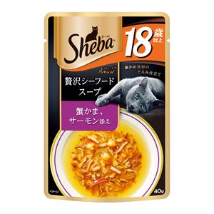 （まとめ）シーバ アミューズ 18歳以上 贅沢シーフードスープ 蟹かま、サーモン添え 40g【×96セット】【ペット用品・猫用フード】