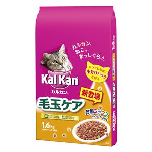 （まとめ）カルカン ドライ 毛玉ケア お魚ミックス まぐろとかつお味 1.6kg【×6セット】【ペット用品・猫用フード】