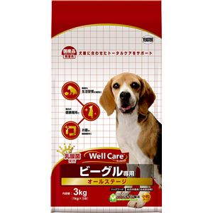 （まとめ）ウェルケア ビーグル専用 オールステージ 3kg【×4セット】【ペット用品・犬用フード】