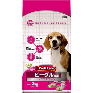 （まとめ）ウェルケア ビーグル専用 シニアステージ 3kg【×4セット】【ペット用品・犬用フード】