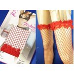 ガーターリング付 レースあみストッキング/レッド/コスプレ/コスチューム/衣装/c162