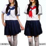★清純派☆女子高生セーラー服・半袖【コスプレ/コスチューム/制服/衣装】01010036 Mサイズ レッド