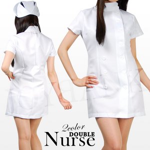 《大きいサイズ》白衣の天使☆ナース服ダブルタイプ【看護服/ワンピース/コスプレ/コスチューム/衣装】QA04000204-3Lサイズ ホワイト