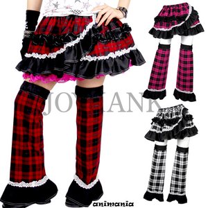 《大きいサイズ》レッグカバー付きチェック柄スカート【パンク/ロック/カジュアル/コスプレ/コスチューム/衣装】04000273 レッド