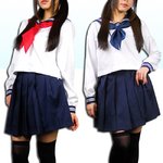 ★清純派☆女子高生セーラー服・長袖【コスプレ/コスチューム/制服/衣装】01010037 Lサイズ レッド