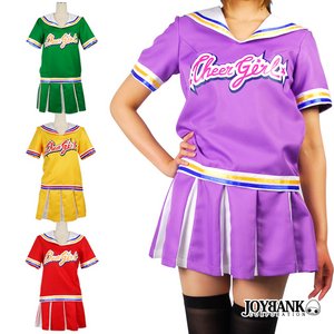 勝利の女神☆チアガール ユニフォーム半袖(ロゴ入り)【チアガール/コスプレ/コスチューム/衣装】04000321-5L　レッド