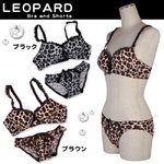 豹柄★スタンダードレオパードブラ＆ショーツセット【ブラショーツセット/ナイトウェア/下着/ランジェリー/コスプレ】07000185 ブラウンS