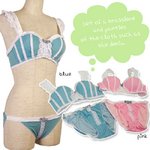 エンジェルデコレーションブラ＆ショーツセット【ランジェリー】07000189 ブルーSサイズ