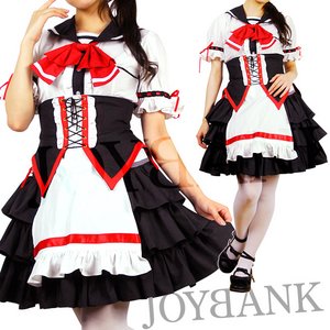 レッドリボン★ファンタジックメイド風コスチューム【制服/コスプレ/コスチューム/ファンタジー/衣装】QA02000135 Mサイズ