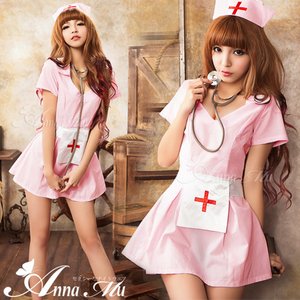 新作 セクシーピンクナースコスチューム3点セット/ハロウィン/制服/ナース服/看護婦/白衣/ミニスカ/コスプレ/コスチューム/セクシー/衣装/z383-d - 拡大画像