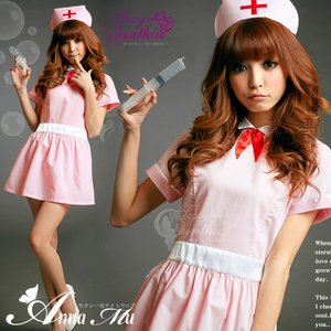 背中セクシーミニスカナースコスチュームセット/ハロウィン/制服/ナース服/看護婦/白衣/ミニスカ/コスプレ/コスチューム/衣装/z452