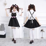 7801黒色 ネコ耳 メイド服 ラブライブ風 ワンピース コスプレ衣装【メイド/ハロウィン/クリスマス/イベント/パーティ/コスプレ/コスチューム/仮装/衣装】