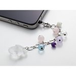 幸せを願う　白うさぎ　７つの天然石　スマホピアス