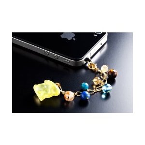 勝利の願い　黄色のうさぎ　７つの天然石　スマホピアス