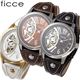 ficce(フィッチェ) ツインムーブ メンズ レザーウォッチ FC-11034-01/ホワイト - 縮小画像2