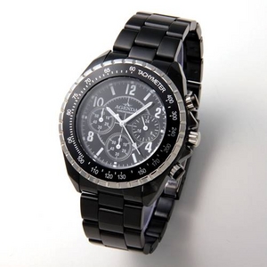 AGENDA（アジェンダ） 腕時計 クロノグラフ ブレスウォッチ AG-8001-02 ブラック×シルバー - 拡大画像