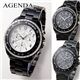 AGENDA（アジェンダ） 腕時計 クロノグラフ ブレスウォッチ AG-8001-02 ブラック×シルバー - 縮小画像5